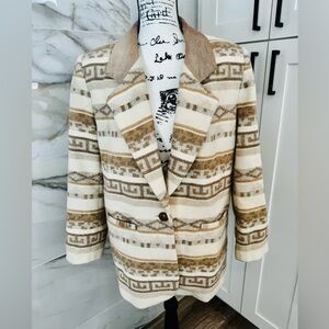 Chic Beige and Brown Southwestern Blazer Women's SZ L